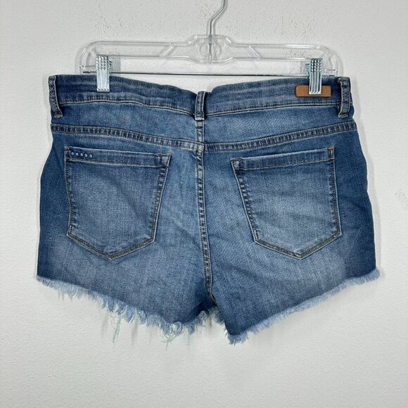 Blank NYC Size 31 Raw Hem Denim Jean Shorts Casual Medium Wash Zipper Fly - Picture 5 of 10